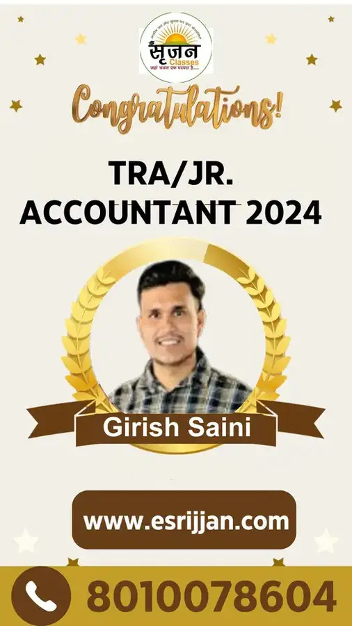 Girish Saini - RSMSSB TRA Junior Accountant 2024 selected student