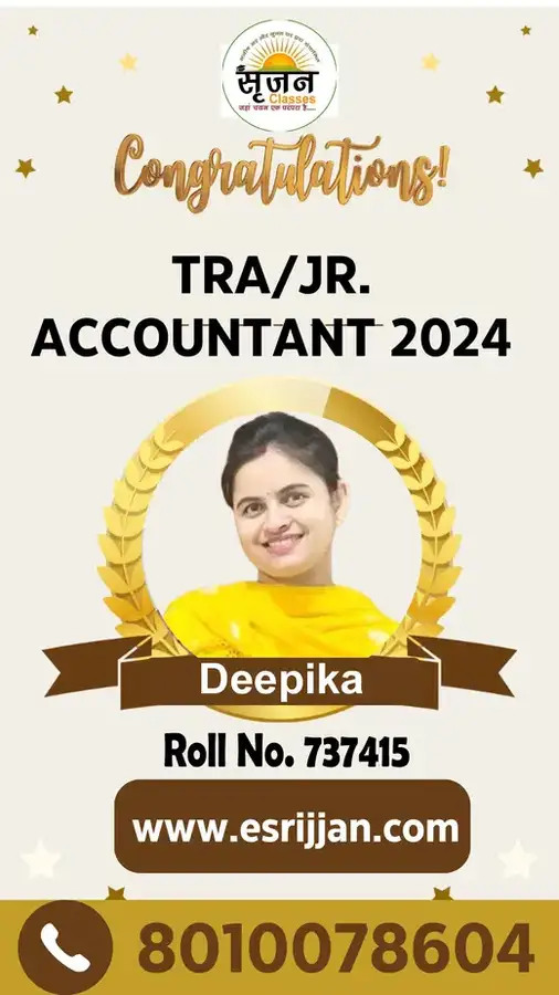 Miss Deepika - RSMSSB TRA Junior Accountant 2024 selected student