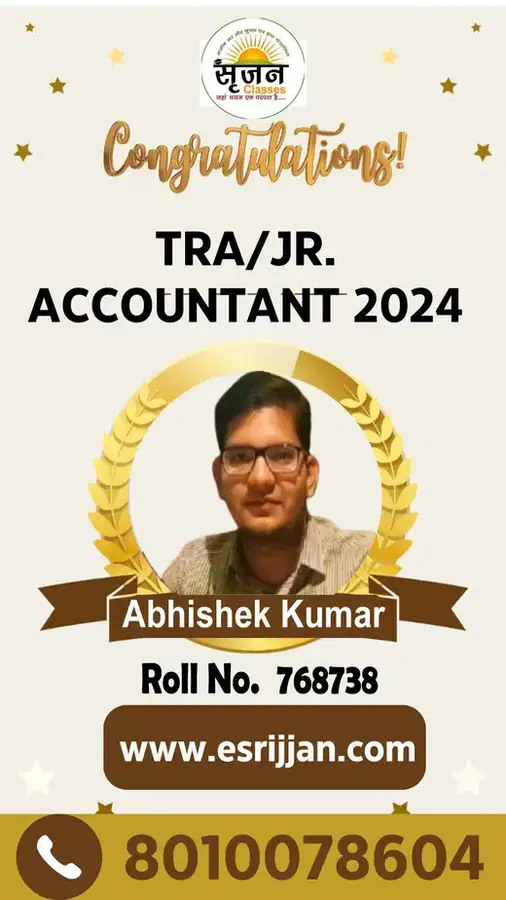 Abhishek Kumar - RSMSSB TRA Junior Accountant 2024 selected student