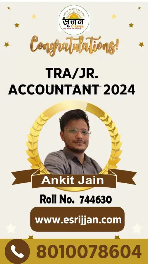 Ankit Jain - RSMSSB TRA Junior Accountant 2024 selected student