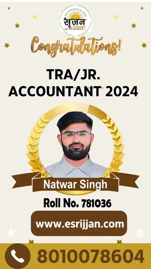 Natwar Singh - RSMSSB TRA Junior Accountant 2024 selected student