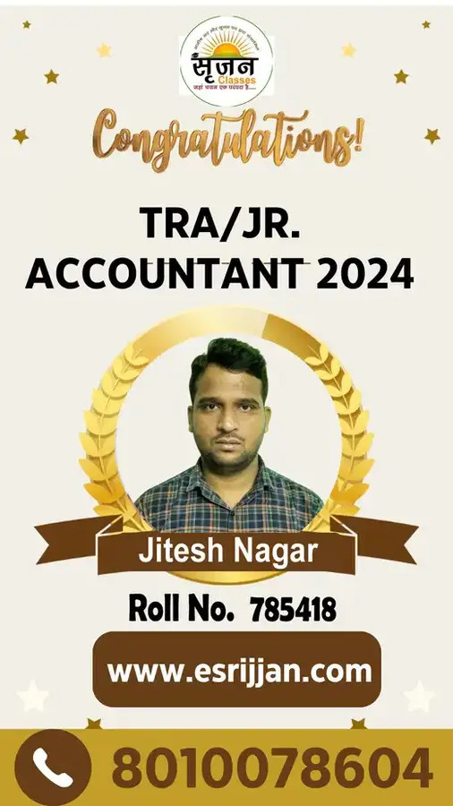 Jitesh Nagar - RSMSSB TRA Junior Accountant 2024 selected student
