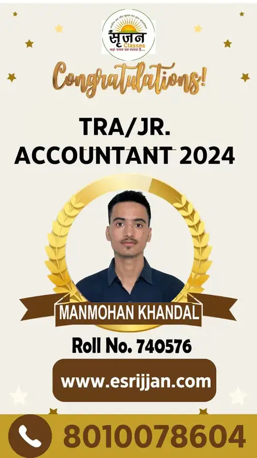 MANMOHAN KHANDAL - RSMSSB TRA Junior Accountant 2024 selected student