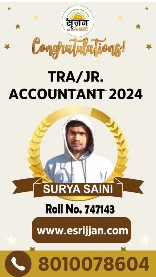 SURYA SAINI - RSMSSB TRA Junior Accountant 2024 selected student