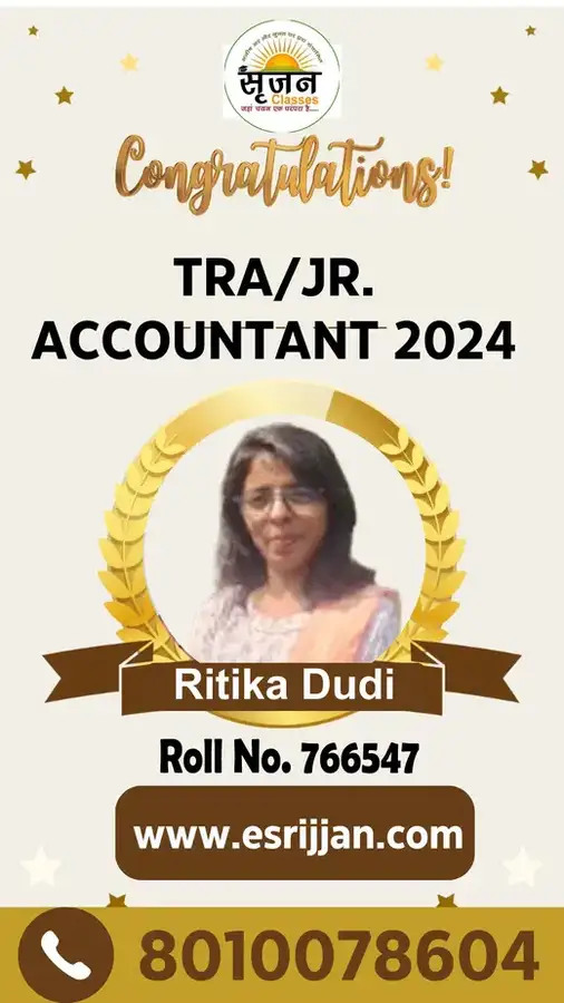Ritika Dudi - RSMSSB TRA Junior Accountant 2024 selected student