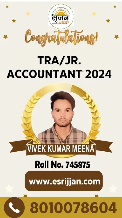 VIVEK KUMAR MEENA - RSMSSB TRA Junior Accountant 2024 selected student