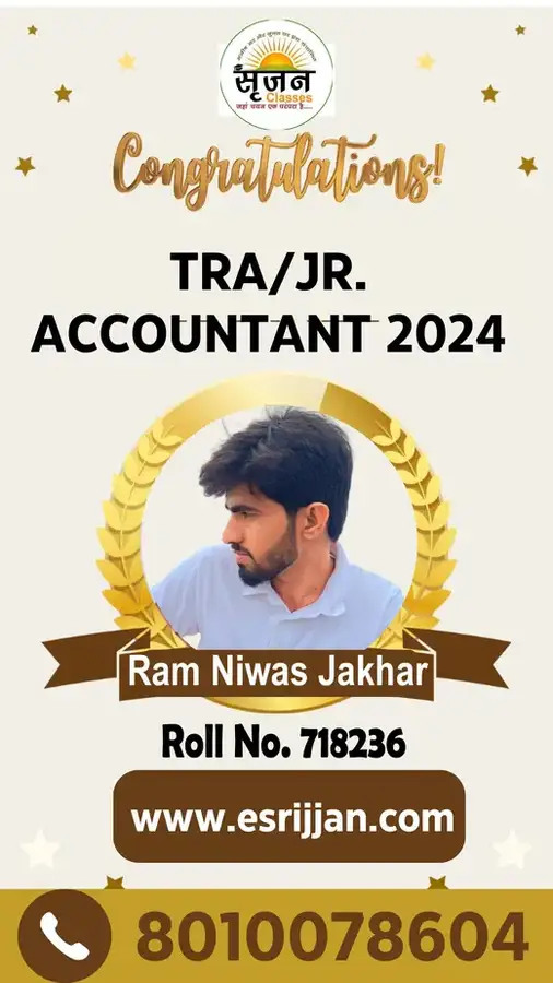 Ram Niwas Jakhar - RSMSSB TRA Junior Accountant 2024 selected student