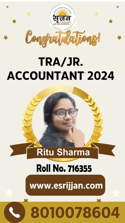 Ritu Sharma - RSMSSB TRA Junior Accountant 2024 selected student