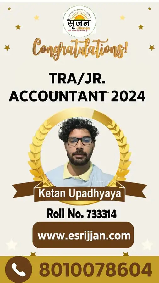 Ketan Upadhyaya - RSMSSB TRA Junior Accountant 2024 selected student