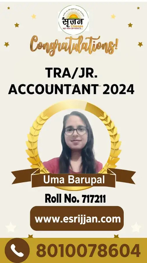 Uma Barupal - RSMSSB TRA Junior Accountant 2024 selected student