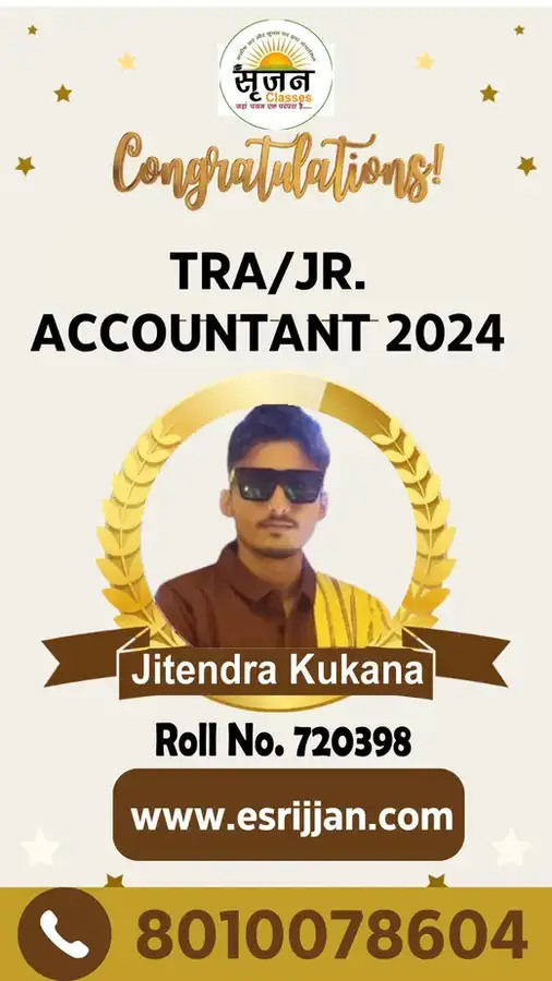Jitendra Kukana - RSMSSB TRA Junior Accountant 2024 selected student