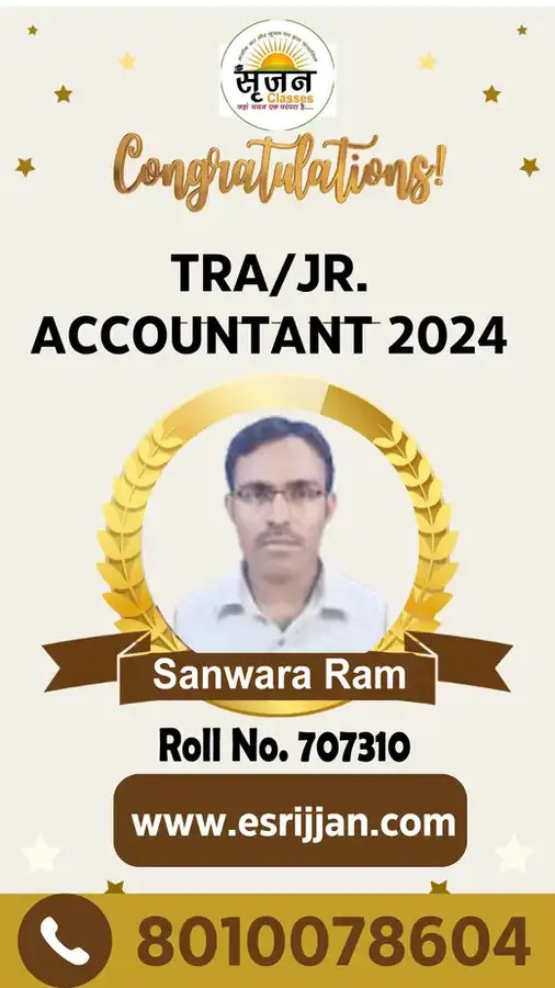 Sanwara Ram - RSMSSB TRA Junior Accountant 2024 selected student