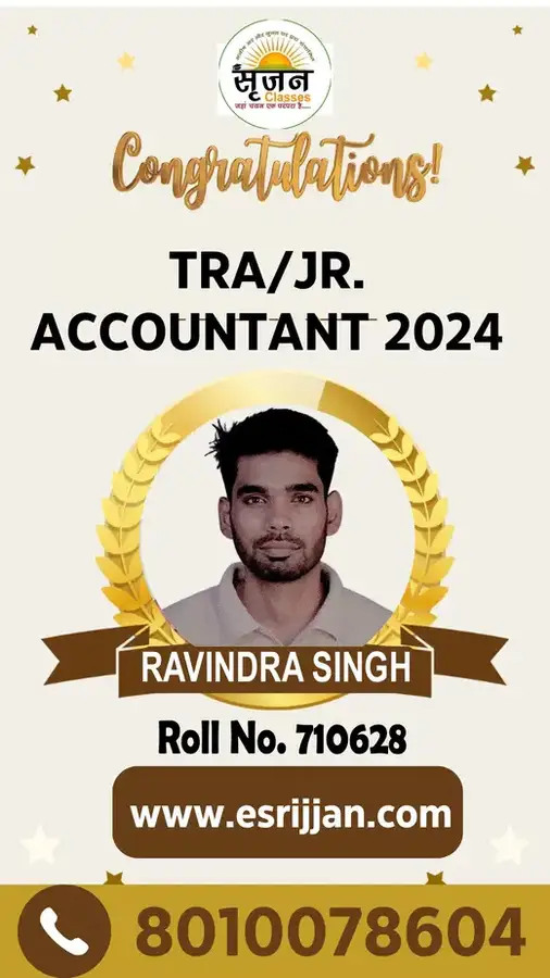 RAVINDRA SINGH - RSMSSB TRA Junior Accountant 2024 selected student
