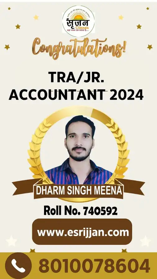 DHARM SINGH MEENA - RSMSSB TRA Junior Accountant 2024 selected student