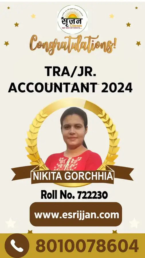 NIKITA GORCHHIA - RSMSSB TRA Junior Accountant 2024 selected student