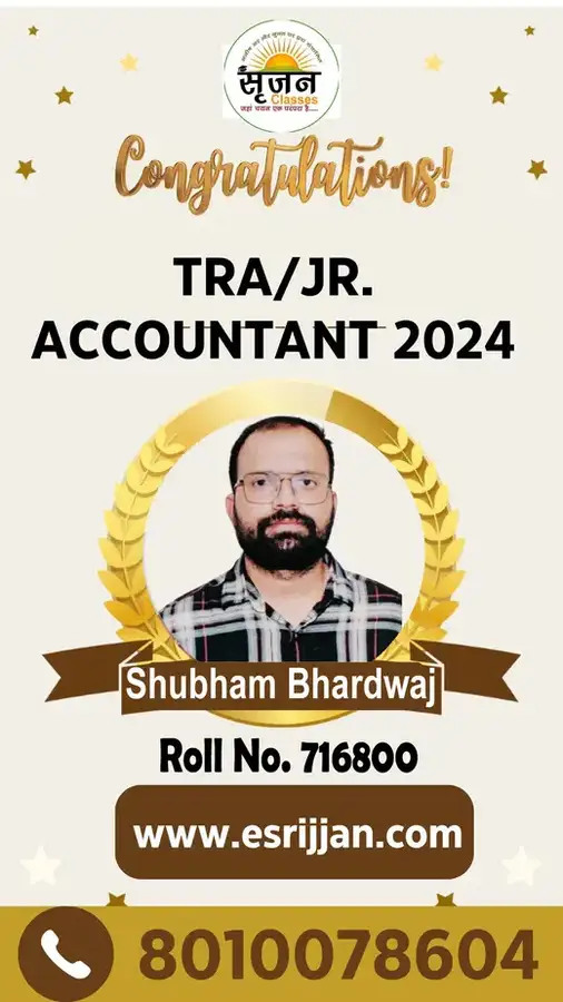Shubham Bhardwaj - RSMSSB TRA Junior Accountant 2024 selected student