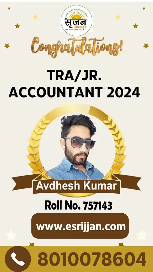 Avdhesh Kumar - RSMSSB TRA Junior Accountant 2024 selected student