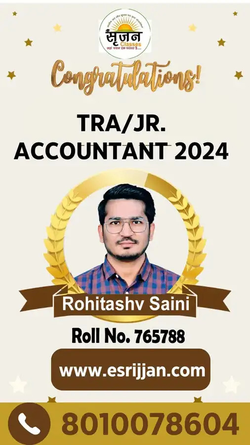 Rohitashv Saini - RSMSSB TRA Junior Accountant 2024 selected student