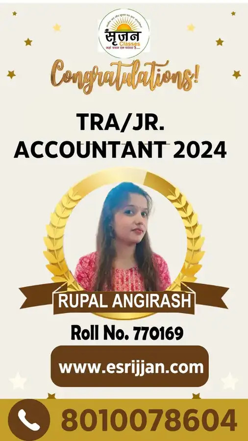 RUPAL ANGIRASH - RSMSSB TRA Junior Accountant 2024 selected student