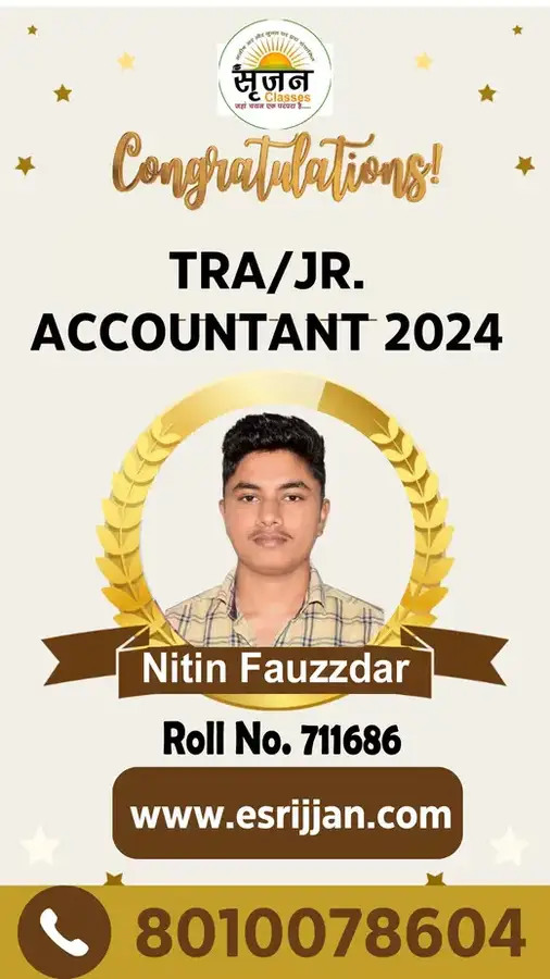 Nitin Fauzzdar - RSMSSB TRA Junior Accountant 2024 selected student