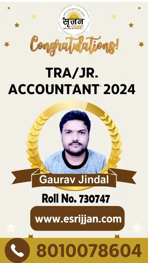 Gaurav Jindal - RSMSSB TRA Junior Accountant 2024 selected student