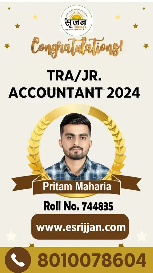 Pritam Maharia - RSMSSB TRA Junior Accountant 2024 selected student