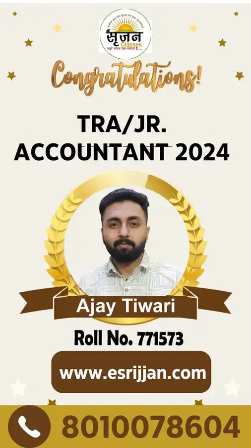 Ajay Tiwari - RSMSSB TRA Junior Accountant 2024 selected student
