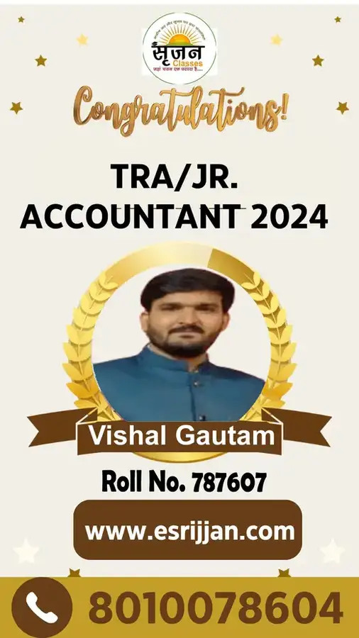 Vishal Gautam - RSMSSB TRA Junior Accountant 2024 selected student