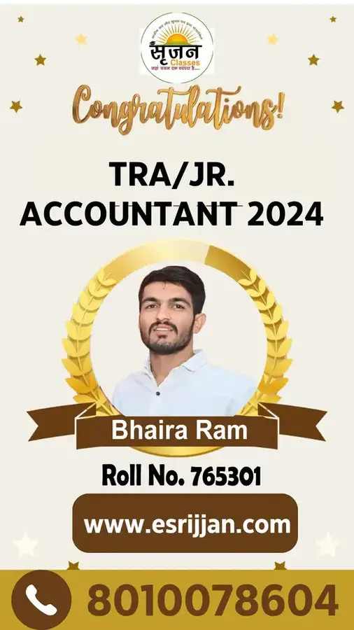 Bhaira Ram - RSMSSB TRA Junior Accountant 2024 selected student